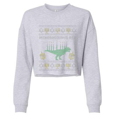 Menorasaurus Rex Hanukkah Jewish Chanukah Gift  Cropped Pullover Crew