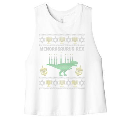 Menorasaurus Rex Hanukkah Jewish Chanukah Gift  Women's Racerback Cropped Tank