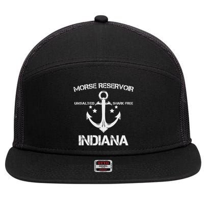 Morse Reservoir Indiana Funny Fishing Camping Summer Gift 7 Panel Mesh Trucker Snapback Hat
