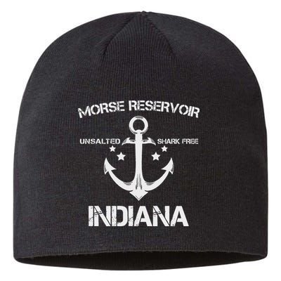 Morse Reservoir Indiana Funny Fishing Camping Summer Gift Sustainable Beanie