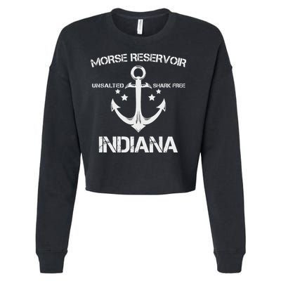 Morse Reservoir Indiana Funny Fishing Camping Summer Gift Cropped Pullover Crew