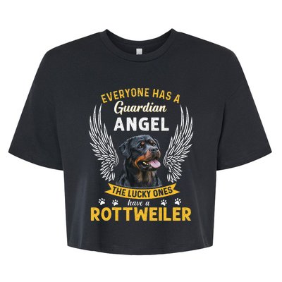 My Rottweiler Is A Guardian Angel Tee Gift Who Loves Pets Bella+Canvas Jersey Crop Tee