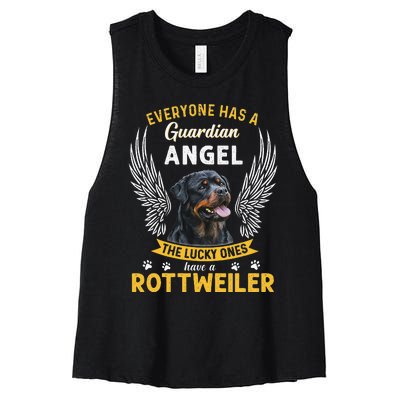 My Rottweiler Is A Guardian Angel Tee Gift Who Loves Pets Women's Racerback Cropped Tank