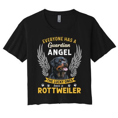 My Rottweiler Is A Guardian Angel Tee Gift Who Loves Pets Women's Crop Top Tee