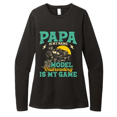 Model Railroading Is My Game Papa Father Train Enthusiast Womens CVC Long Sleeve Shirt