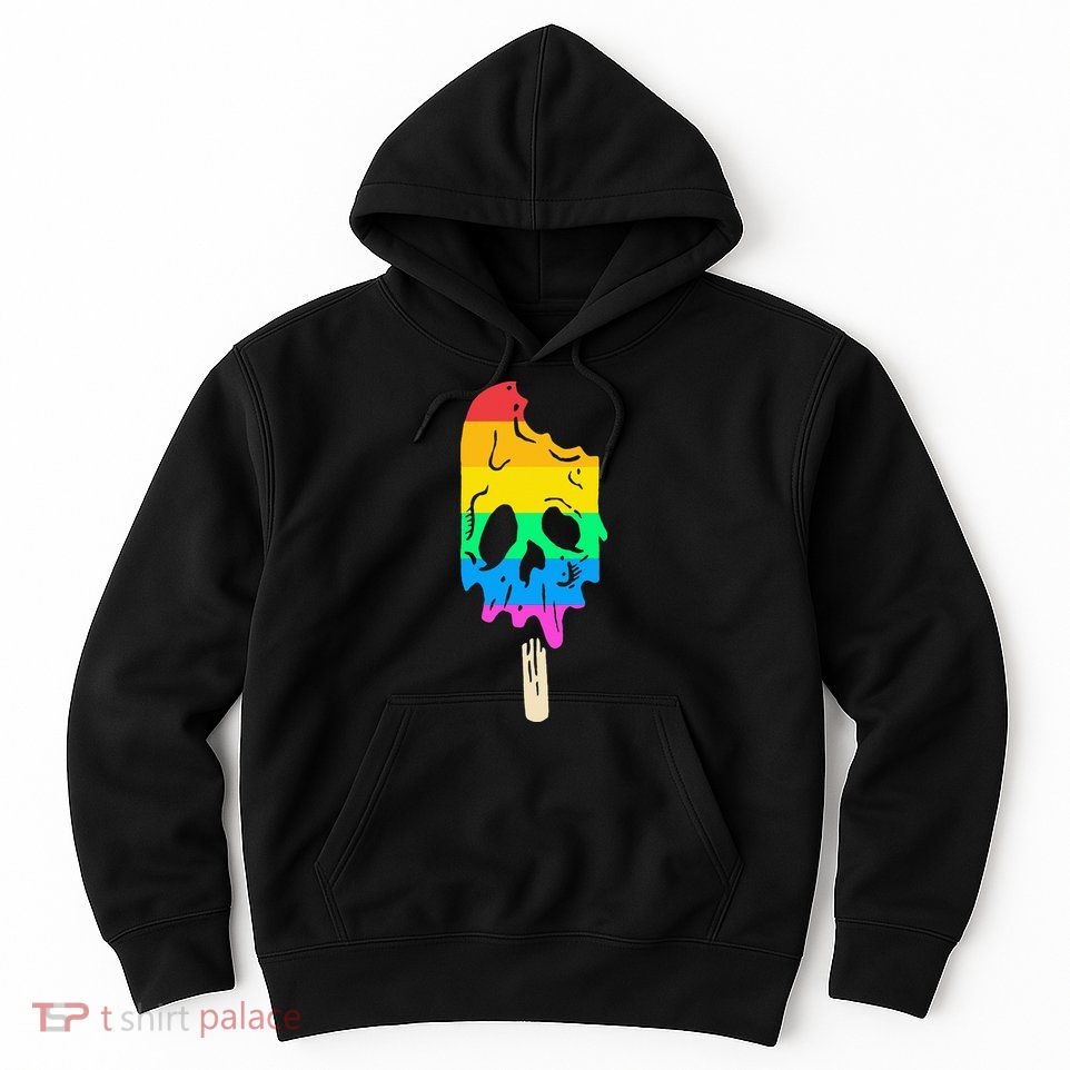 Melting Rainbow Ice Cream Skull Halloween Popsicle Hoodie