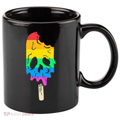 Melting Rainbow Ice Cream Skull Halloween Popsicle 11oz C Handle Ceramic Mug