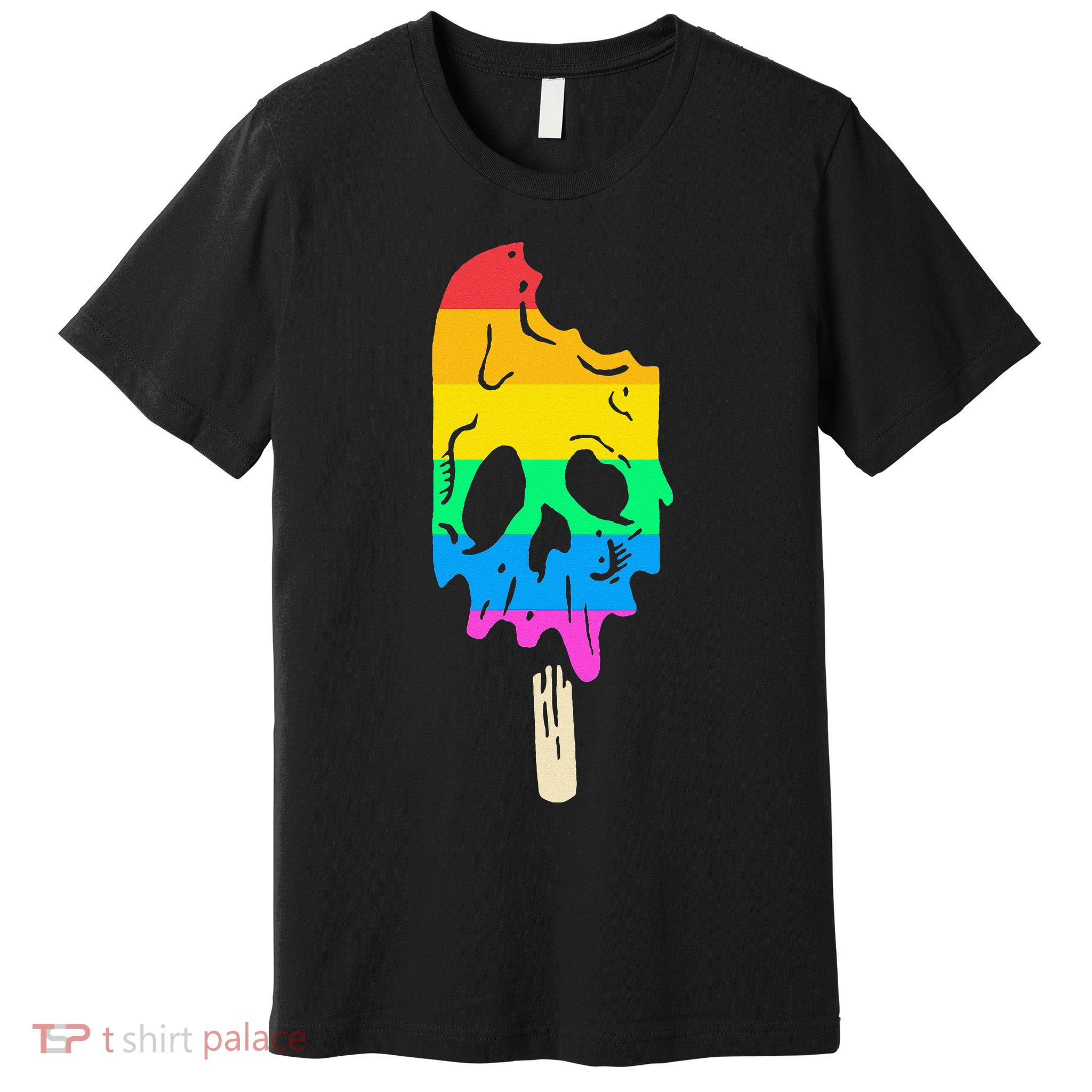 Melting Rainbow Ice Cream Skull Halloween Popsicle Premium T-Shirt