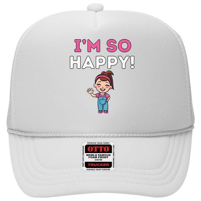 Ms Rachel Im So Happy Preschool High Crown Mesh Back Trucker Hat