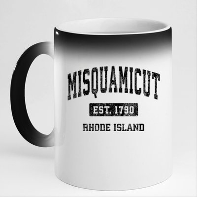 Misquamicut Rhode Island Ri Vintage Athletic Sports 11oz Black Color Changing Mug