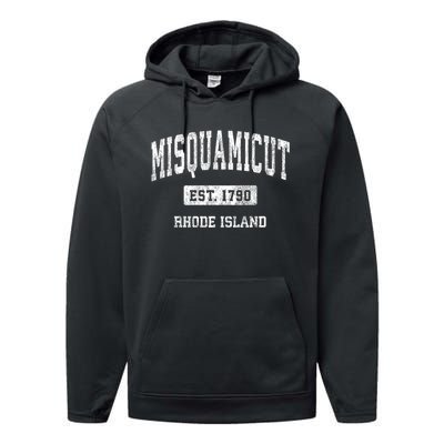 Misquamicut Rhode Island Ri Vintage Athletic Sports Performance Fleece Hoodie