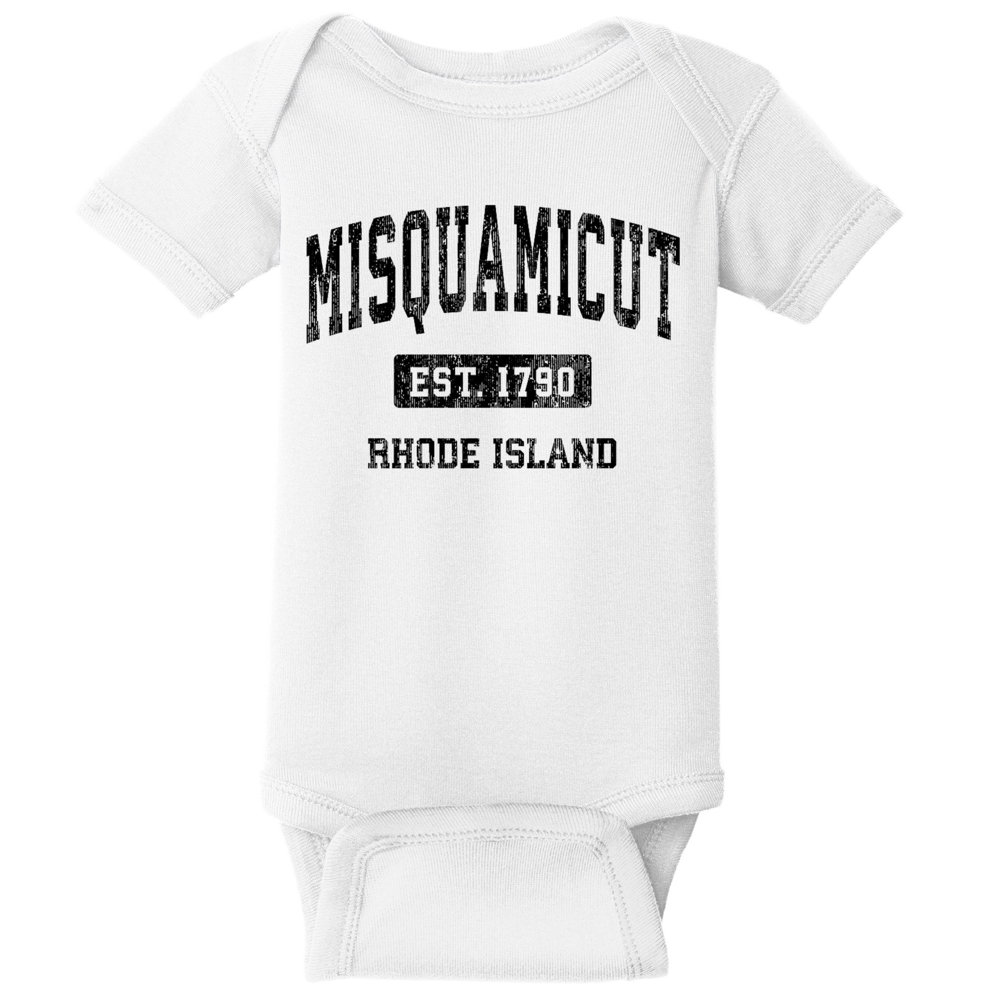 Misquamicut Rhode Island Ri Vintage Established Athletic Sports Design Baby Bodysuit
