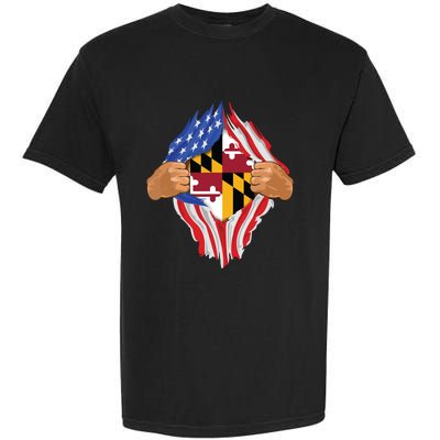 Maryland Roots Inside State Flag American Proud Garment-Dyed Heavyweight T-Shirt