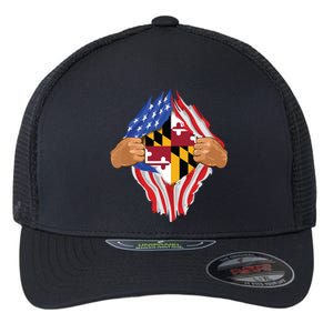 Maryland Roots Inside State Flag American Proud Flexfit Unipanel Trucker Cap