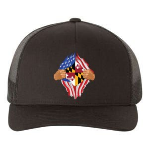 Maryland Roots Inside State Flag American Proud Yupoong Adult 5-Panel Trucker Hat