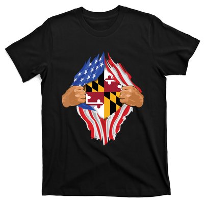 Maryland Roots Inside State Flag American Proud T-Shirt