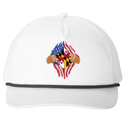 Maryland Roots Inside State Flag American Proud Snapback Five-Panel Rope Hat