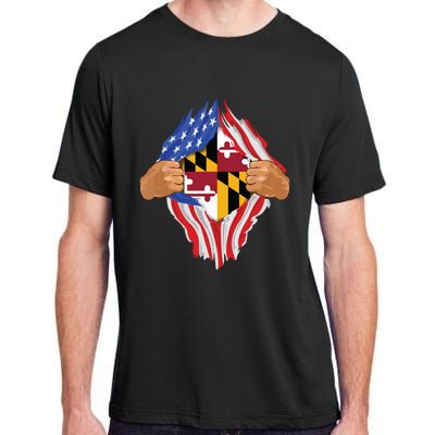 Maryland Roots Inside State Flag American Proud Adult ChromaSoft Performance T-Shirt