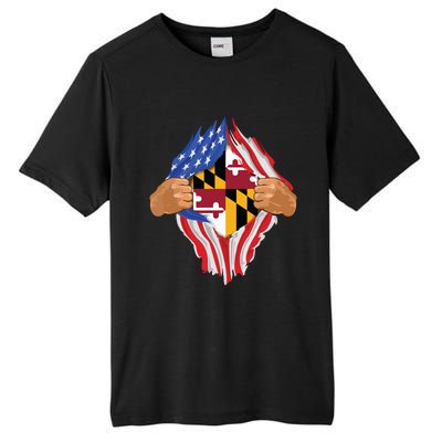 Maryland Roots Inside State Flag American Proud Tall Fusion ChromaSoft Performance T-Shirt