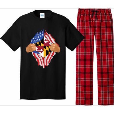 Maryland Roots Inside State Flag American Proud Pajama Set