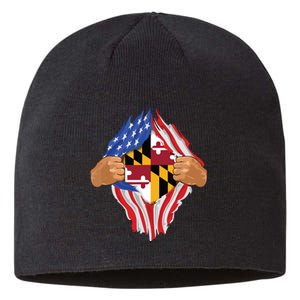 Maryland Roots Inside State Flag American Proud Sustainable Beanie