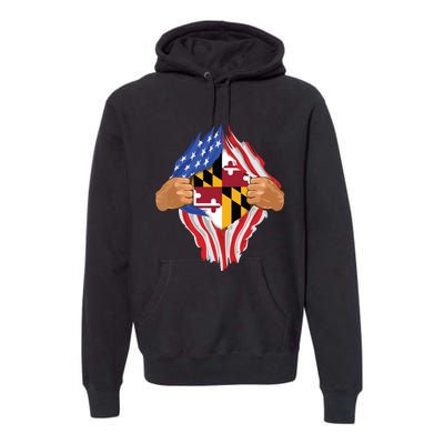 Maryland Roots Inside State Flag American Proud Premium Hoodie