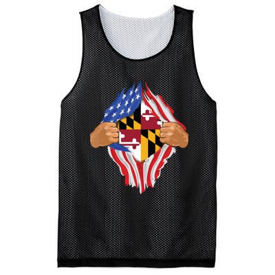 Maryland Roots Inside State Flag American Proud Mesh Reversible Basketball Jersey Tank