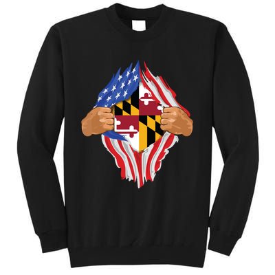 Maryland Roots Inside State Flag American Proud Tall Sweatshirt