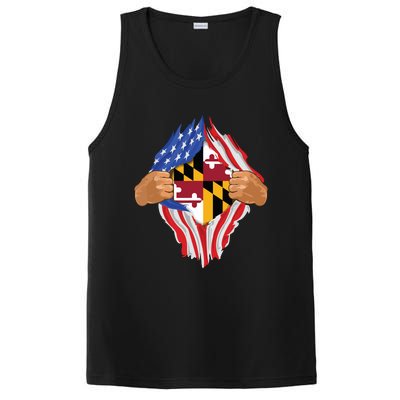 Maryland Roots Inside State Flag American Proud PosiCharge Competitor Tank