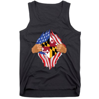 Maryland Roots Inside State Flag American Proud Tank Top