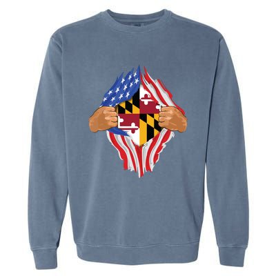 Maryland Roots Inside State Flag American Proud Garment-Dyed Sweatshirt