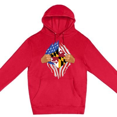 Maryland Roots Inside State Flag American Proud Premium Pullover Hoodie