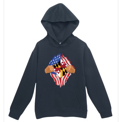 Maryland Roots Inside State Flag American Proud Urban Pullover Hoodie