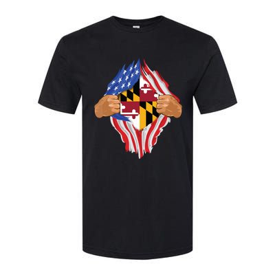 Maryland Roots Inside State Flag American Proud Softstyle CVC T-Shirt