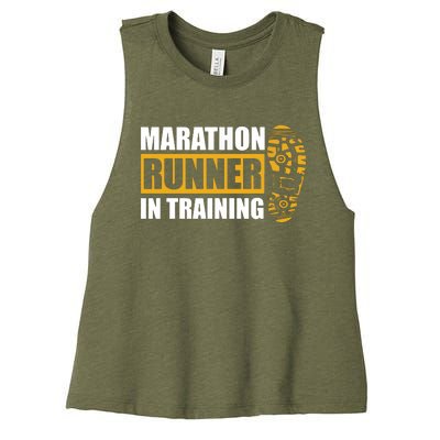 Marathon Runner In Training Quote For A Marathon Runner Women's Racerback Cropped Tank