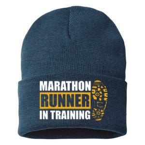 Marathon Runner In Training Quote For A Marathon Runner Sustainable Knit Beanie