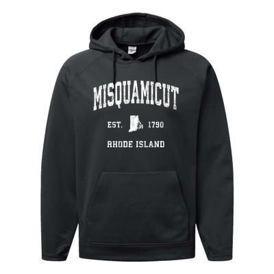 Misquamicut Rhode Island Ri Vintage Athletic Sports Performance Fleece Hoodie