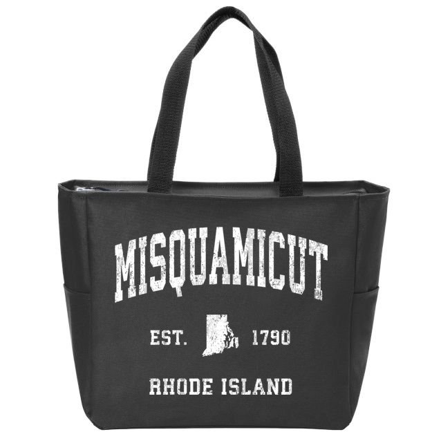 Misquamicut Rhode Island Ri Vintage Athletic Sports Zip Tote Bag