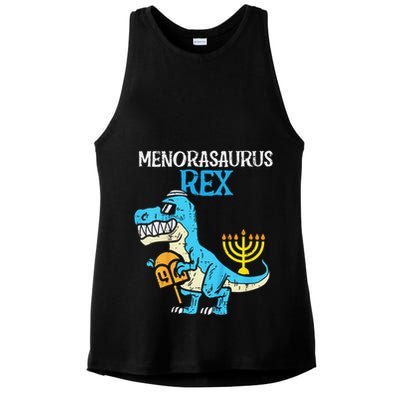 Menorasaurus Rex Jew Dino Trex Hanukkah Ladies PosiCharge Tri-Blend Wicking Tank
