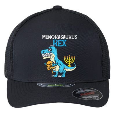 Menorasaurus Rex Jew Dino Trex Hanukkah Flexfit Unipanel Trucker Cap