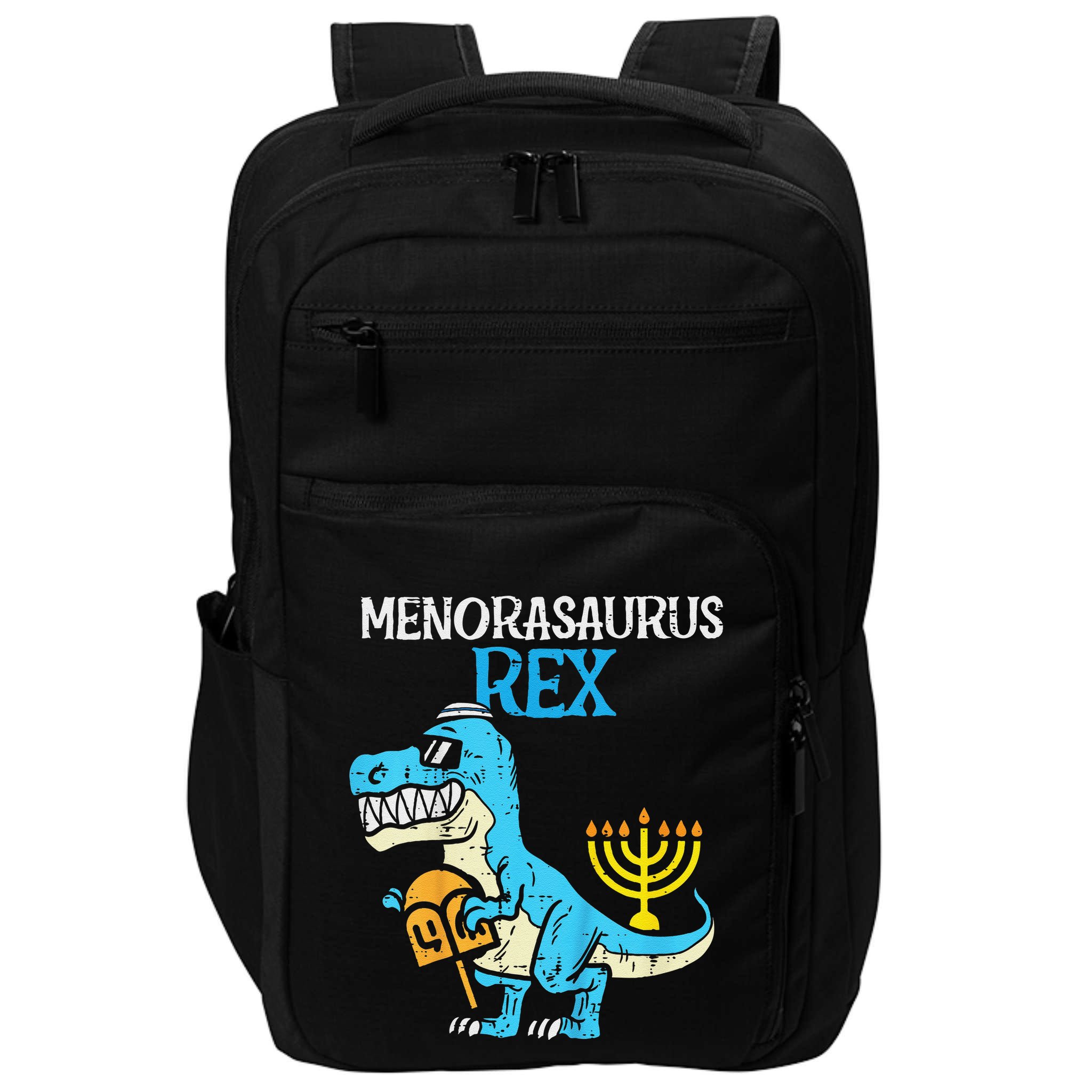 Menorasaurus Rex Jew Dino Trex Hanukkah Impact Tech Backpack