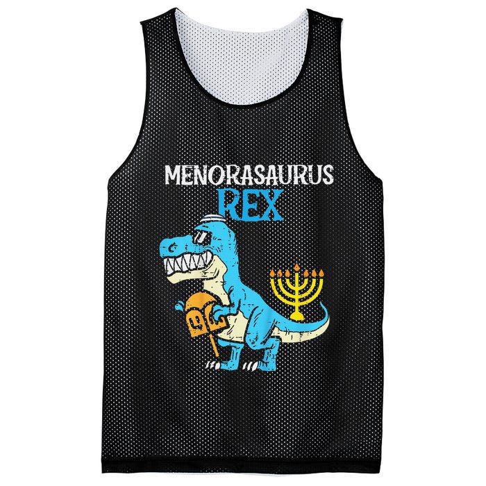 Menorasaurus Rex Jew Dino Trex Hanukkah Mesh Reversible Basketball Jersey Tank