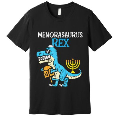 Menorasaurus Rex Jew Dino Trex Hanukkah Premium T-Shirt