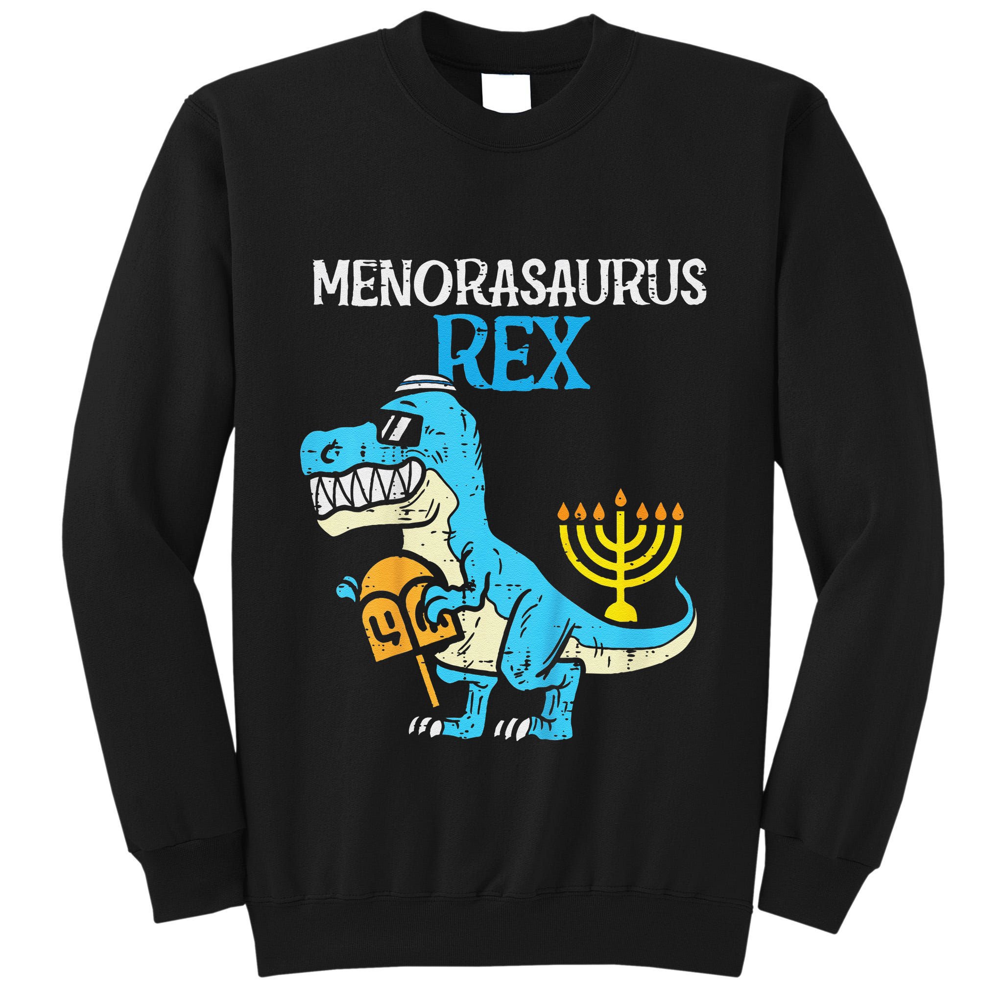 Menorasaurus Rex Jew Dino Trex Hanukkah Tall Sweatshirt