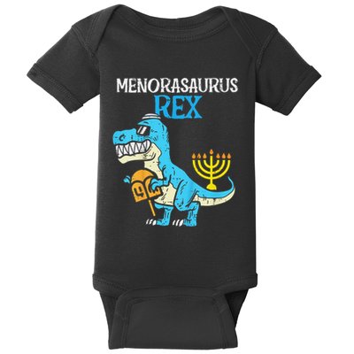 Menorasaurus Rex Jew Dino Trex Hanukkah Baby Bodysuit