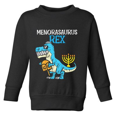 Menorasaurus Rex Jew Dino Trex Hanukkah Toddler Sweatshirt