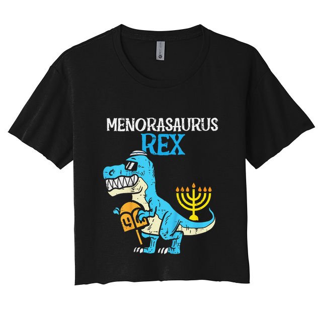 Menorasaurus Rex Jew Dino Trex Hanukkah Crop Top