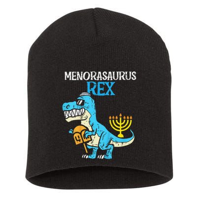 Menorasaurus Rex Jew Dino Trex Hanukkah Short Acrylic Beanie