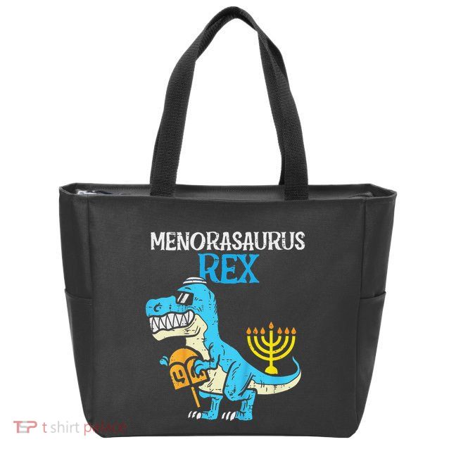Menorasaurus Rex Jew Dino Trex Hanukkah Zip Tote Bag