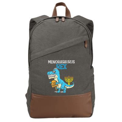 Menorasaurus Rex Jew Dino Trex Hanukkah Cotton Canvas Backpack